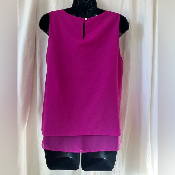 Lauren Ralph Lauren Women's Sz M Fuscia Sleeveless Polyester Layered Blouse - Picture 2 of 6